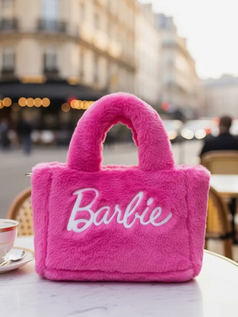 Skinnydip London x Barbie Mattel 2023 Pink Faux Fur Crossbody Mini Tote Bag - Picture 3 of 16